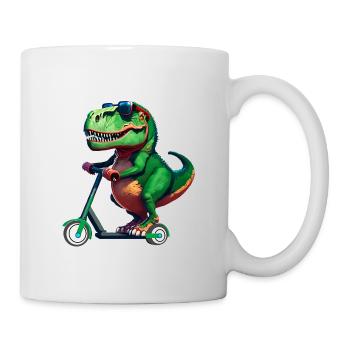 T-Rex Dinosaurier Dino Scooter E-Scooter Stunts - Tasse - Weiß - Rechts