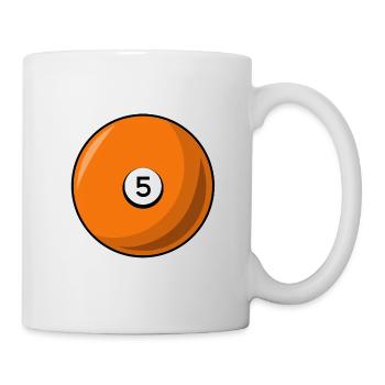 billiard ball 5 orange billiards five - Mug - white - Right