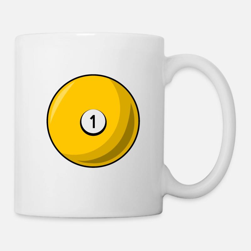 Billiard ball 1 yellow Billiards one - Mug - white