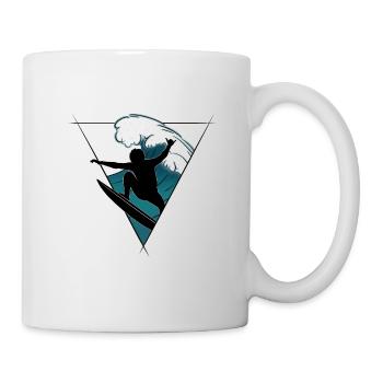 Lässige Aerial Surfer Silhouette Brechende Welle - Tasse - Weiß - Rechts