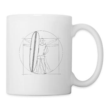 Vitruvianischer Mensch Surferin mit Surfboard - Tasse - Weiß - Rechts