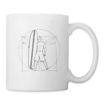 Vitruvian man surfer with surfboard - Mug - white - Right