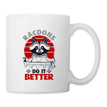 Raccoon lover picking garbage, - Mug - white - Right