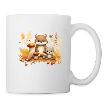 Autumn Forest Animal Lovers: Mushrooms & Leaves Child - Mug - white - Right