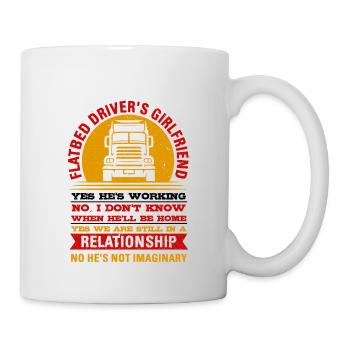 LKW Flachbettmaschine Frachtfahrzeug - Tasse - Weiß - Rechts