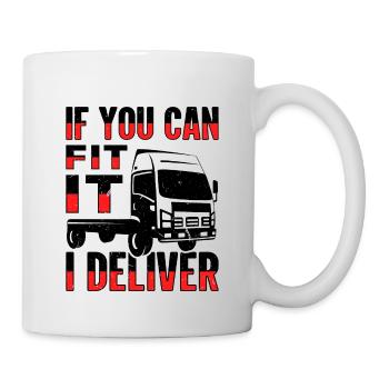 LKW Flachbettmaschine Frachtfahrzeug - Tasse - Weiß - Rechts