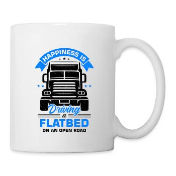 LKW Flachbettmaschine Frachtfahrzeug - Tasse - Weiß - Rechts