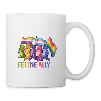 Feline Ally Cat Owner LGBTQ Rainbow Flag - Mug - white - Right