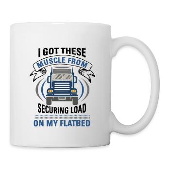 LKW Flachbettmaschine Frachtfahrzeug - Tasse - Weiß - Rechts