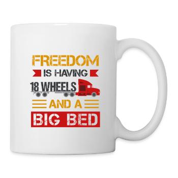 LKW Flachbettmaschine Frachtfahrzeug - Tasse - Weiß - Rechts