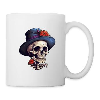 Halloween Skull with Top Hat - Mug - white - Right