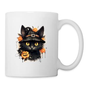 Halloween schwarze Katze - Tasse - Weiß - Rechts