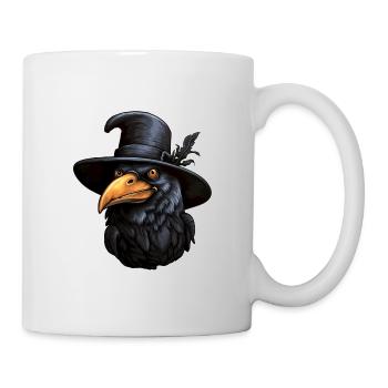 Halloween Krähe mit Hut - Tasse - Weiß - Rechts