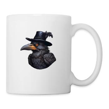 Krähe mit Hut halloween - Tasse - Weiß - Rechts