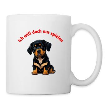 Ich will doch nur spielen - Tasse - Weiß - Rechts