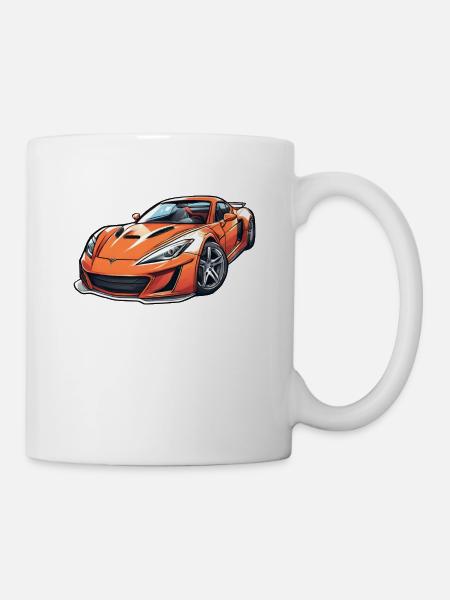 Flammender Sportwagen - Tasse - Weiß