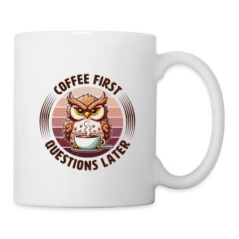 Mürrische Eule Mit Kaffee - Mug blanc - blanc - Droite