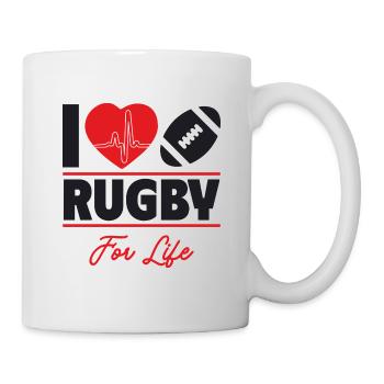 Rugby ist mein Leben,Geschenkidee - Tasse - Weiß - Rechts