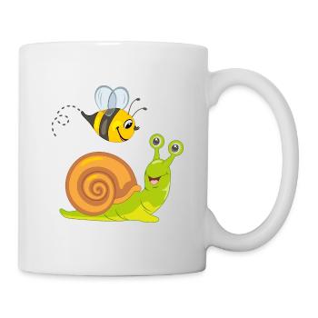 Happy bee and snail are best friends - Mug - white - Right