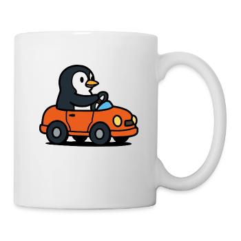 pinguin auto - Tasse - Weiß - Rechts