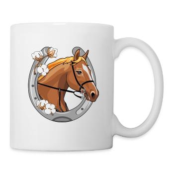 Tête de cheval avec une crinière rouge dans un cadre - Mug blanc - blanc - Droite