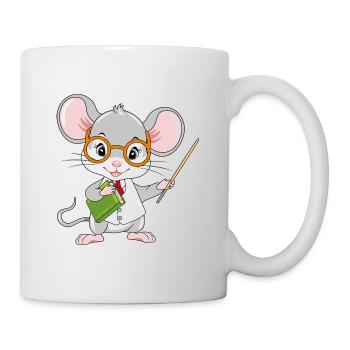 Petite souris intelligente enseignante avec un pointeur - Mug blanc - blanc - Droite