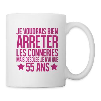 désolée je n'ai que 55 ans - Mug blanc - blanc - Droite