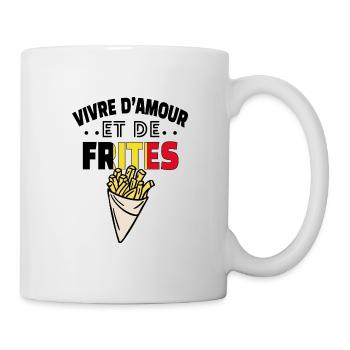 Live on love and fries belgium t-shirt - Mug - white - Right