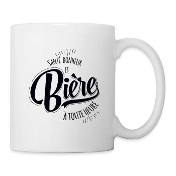 Santé, Bonheur et Bière - Idée cadeau humour bière - Mug blanc - blanc - Droite