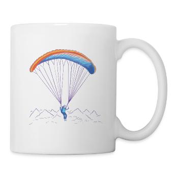 Paragliders fly over mountains - Mug - white - Right