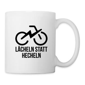 Lächeln statt Hecheln Ebike EMTB Fahrrad Spruch - Tasse - Weiß - Rechts