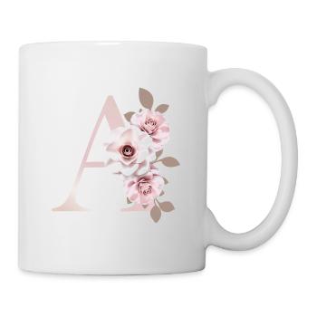 A Buchstabe mit Blumen - Tasse - Weiß - Rechts