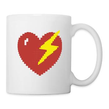 Herz Blitz Pixel Gamer Geschenk - Tasse - Weiß - Rechts