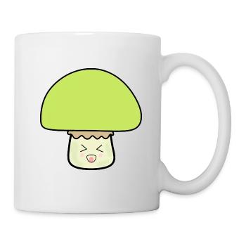 Mushroom green cute with face - Mug - white - Right