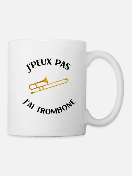 Trombone humour tromboniste homme femme j'peux pas - Mug blanc - blanc