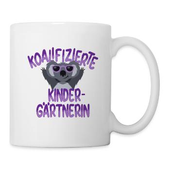 Qualifizierte Kindergärtnerin Spruch Koala Lustig - Tasse - Weiß - Rechts