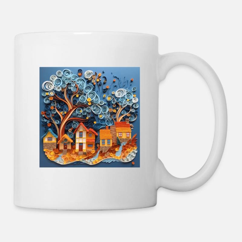 Papier Stadt - Tasse - Weiß