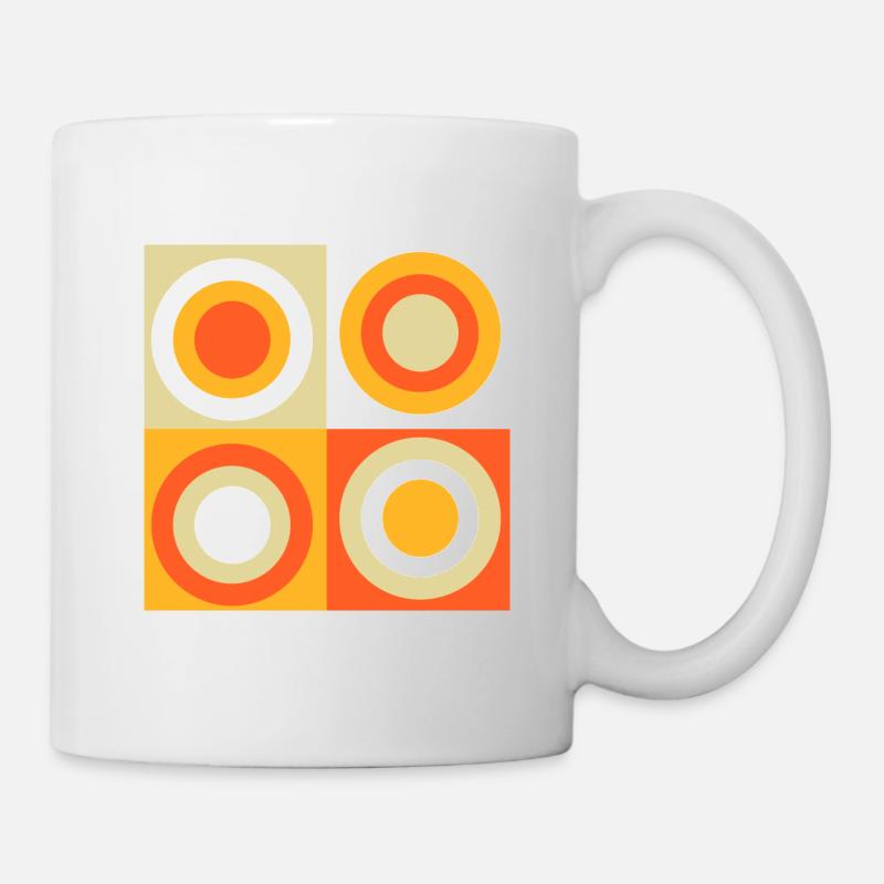 70er Jahre Muster Kreise Kringel - Tasse - Weiß