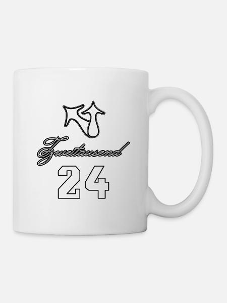 Zweitausend 2024, Silvester, Uhrzeiger, Uhr, Glück - Tasse - Weiß