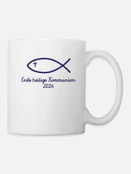 Erste Heilige Kommunion 2024 1. Erstkommunion - Tasse - Weiß