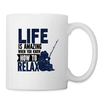Angler Angelhaken Angelrute Sportfischer - Tasse - Weiß - Rechts