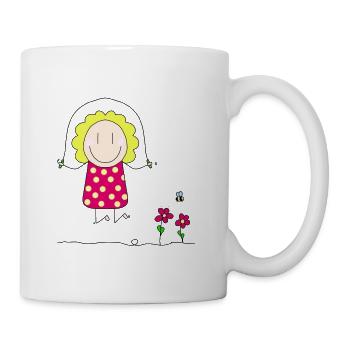 Seilspringen - Mädchen mit blondem Haar - Tasse - Weiß - Rechts