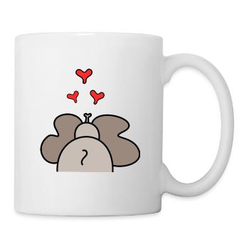 Elefant Herzen rot Herz Geschenk Muttertag - Tasse - Weiß - Rechts