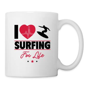 I love surfing forever – surfer for life - Mug - white - Right