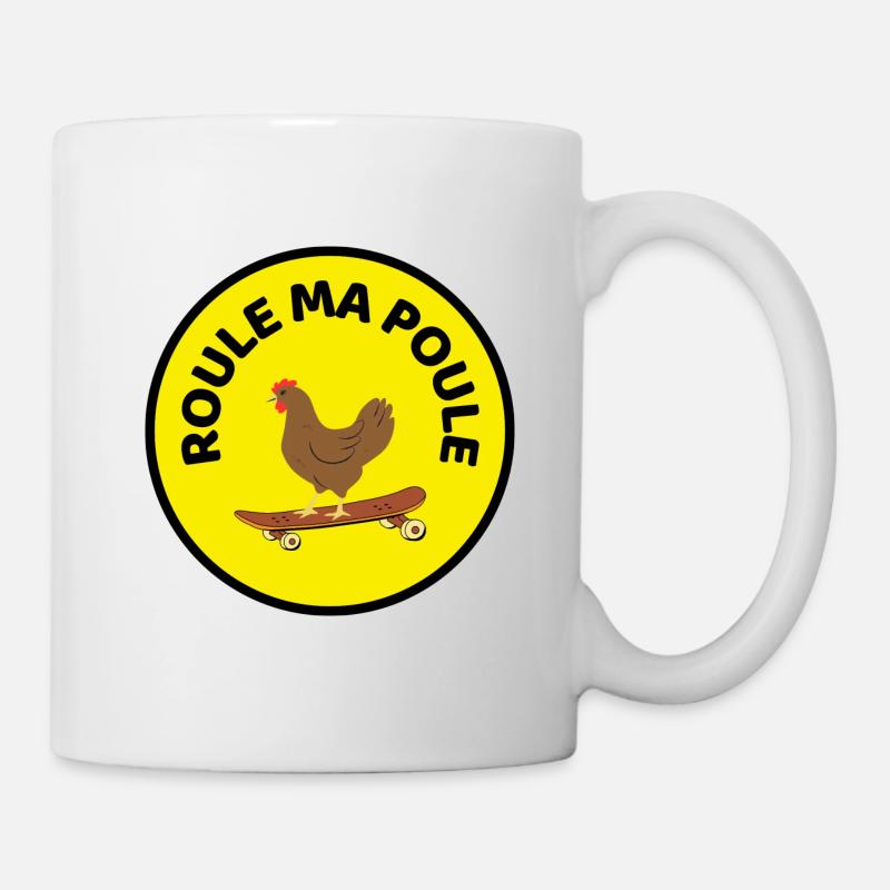 Fahre meine Henne auf einem Skateboard - Tasse - Weiß