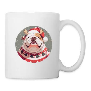 Christmas motif with an English bulldog - Mug - white - Right