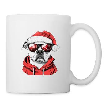 Christmas motif with a Staffy - Mug - white - Right