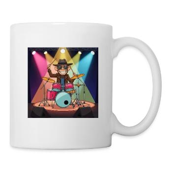 Funny monkey on drums - Mug - white - Right