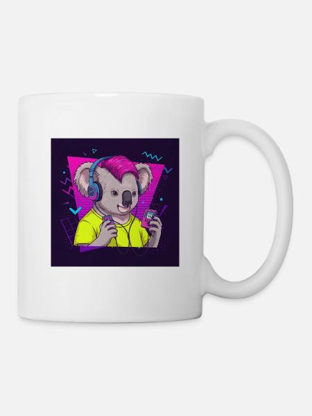 Cooler Koala mit Walkman - 80er Vibes - Tasse - Weiß