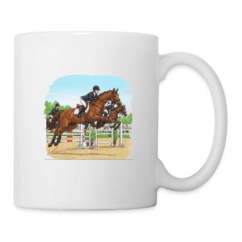 Aiming high: The fascination of show jumping - Mug - white - Right
